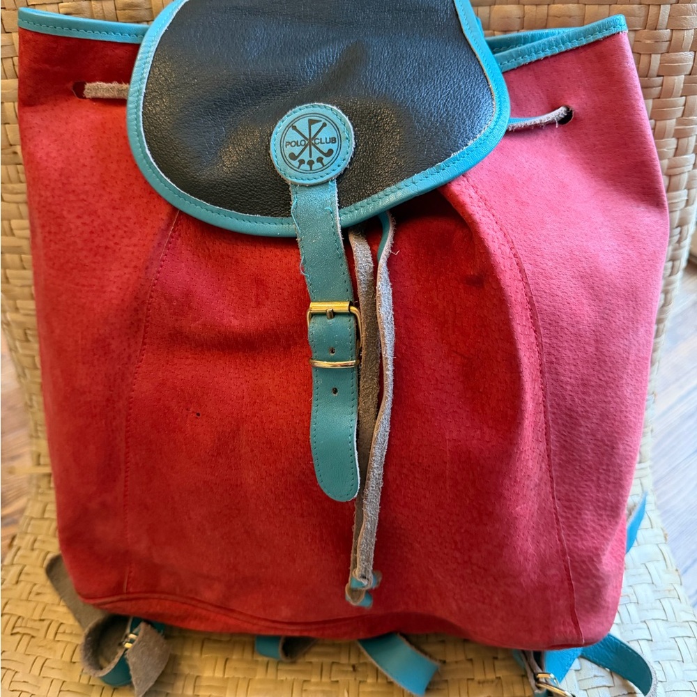 Rose Pink and Aqua Blue Backpack Purse Italy